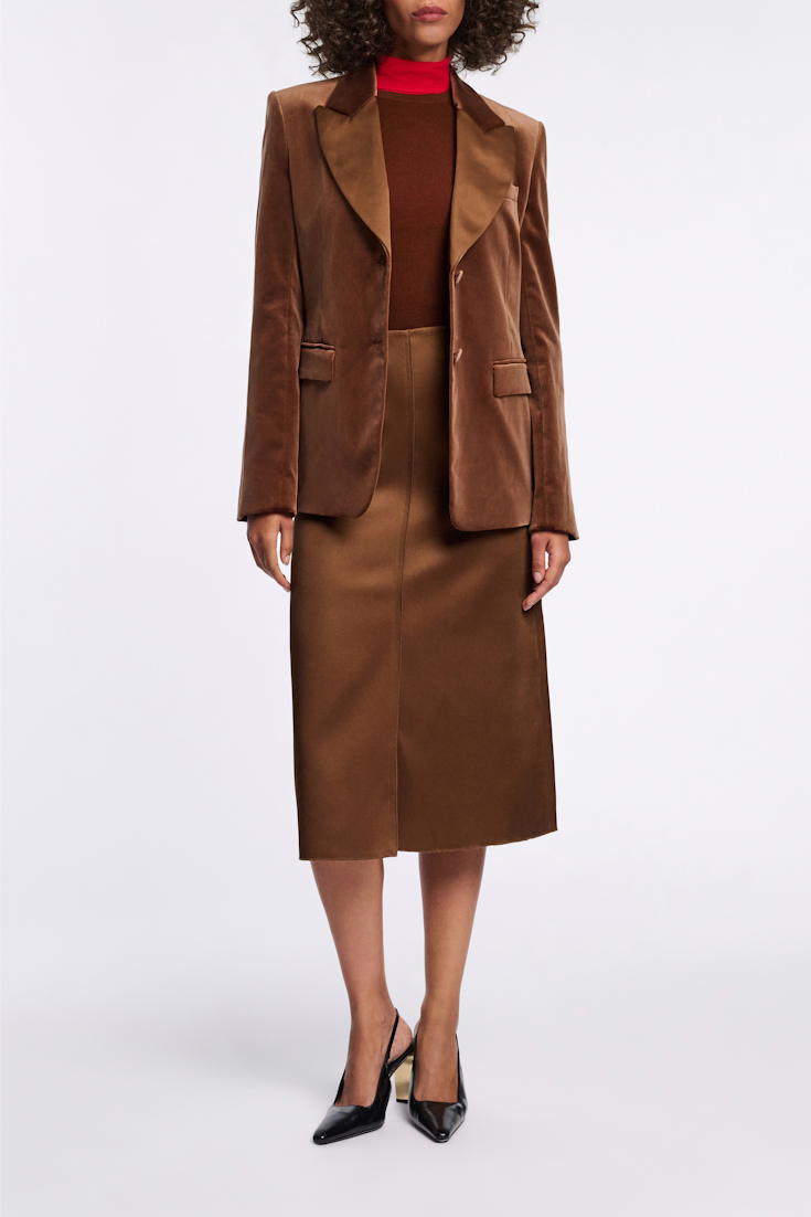 Dorothee Schumacher Pencil skirt with slit in Duchesse terra