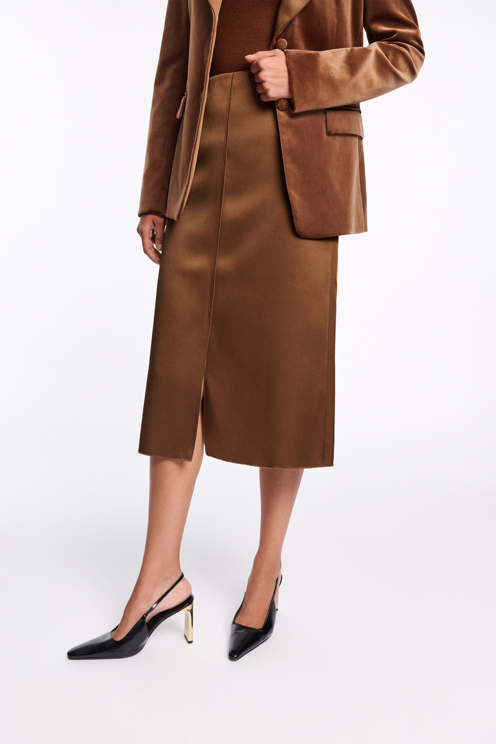 Dorothee Schumacher Pencil skirt with slit in Duchesse terra