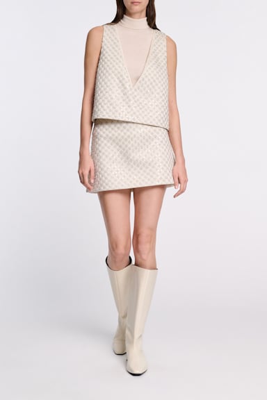 Dorothee Schumacher Sequin embellished crop top in Duchesse pearl