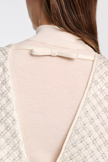 Dorothee Schumacher Sequin embellished crop top in Duchesse pearl