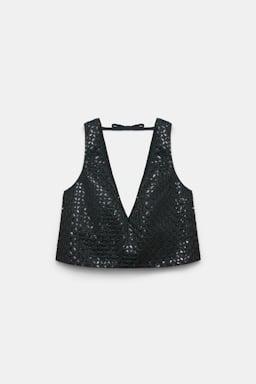 Dorothee Schumacher Sequin embellished crop top in Duchesse graphite