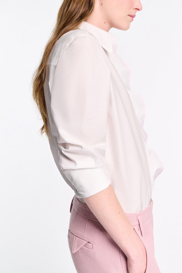 Dorothee Schumacher Cotton poplin shirt with ruffle white lilac