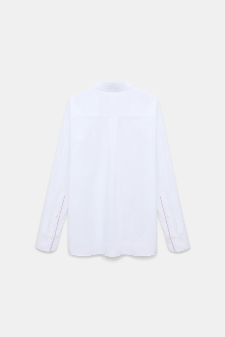 Dorothee Schumacher Cotton poplin shirt with ruffle white lilac