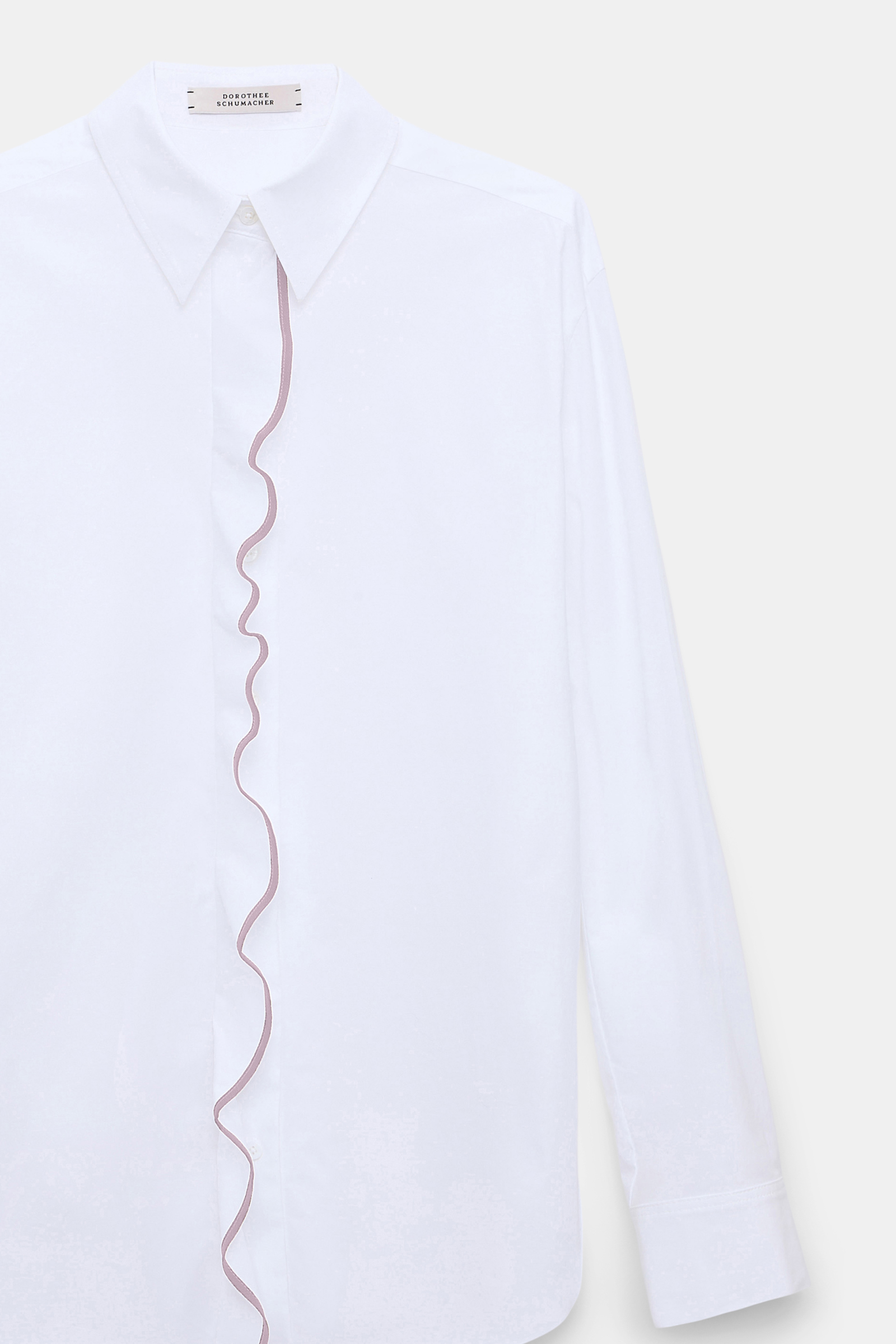 Dorothee Schumacher Cotton poplin shirt with ruffle white lilac
