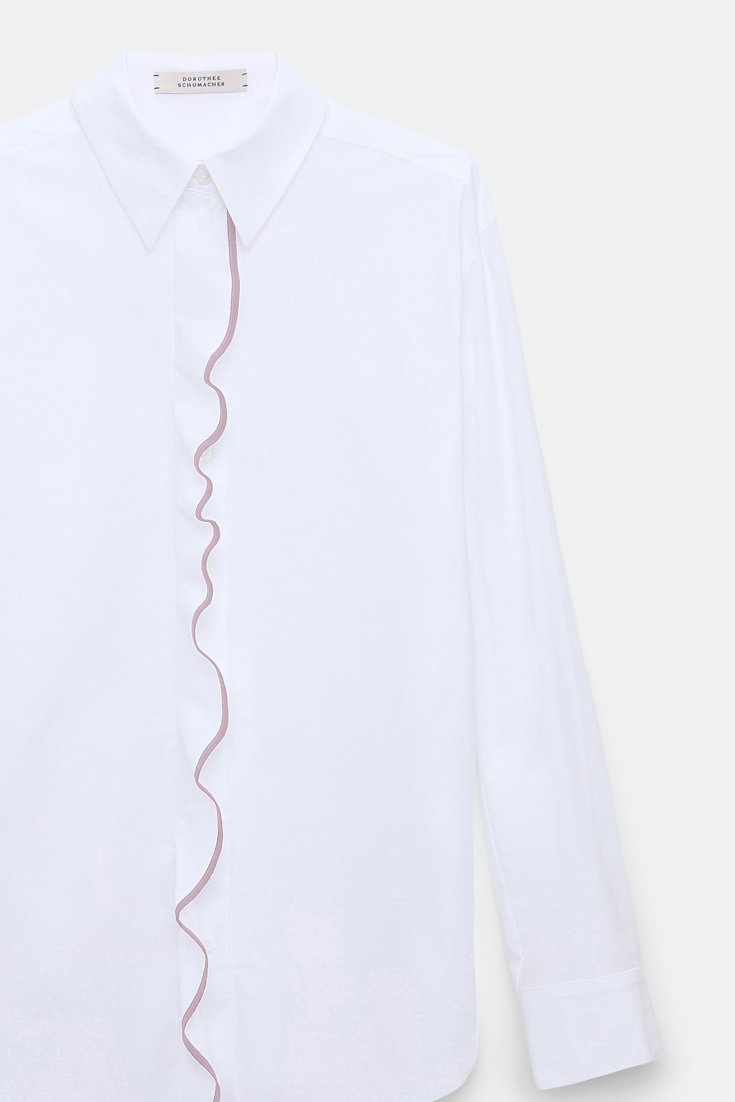 Dorothee Schumacher Cotton poplin shirt with ruffle white lilac