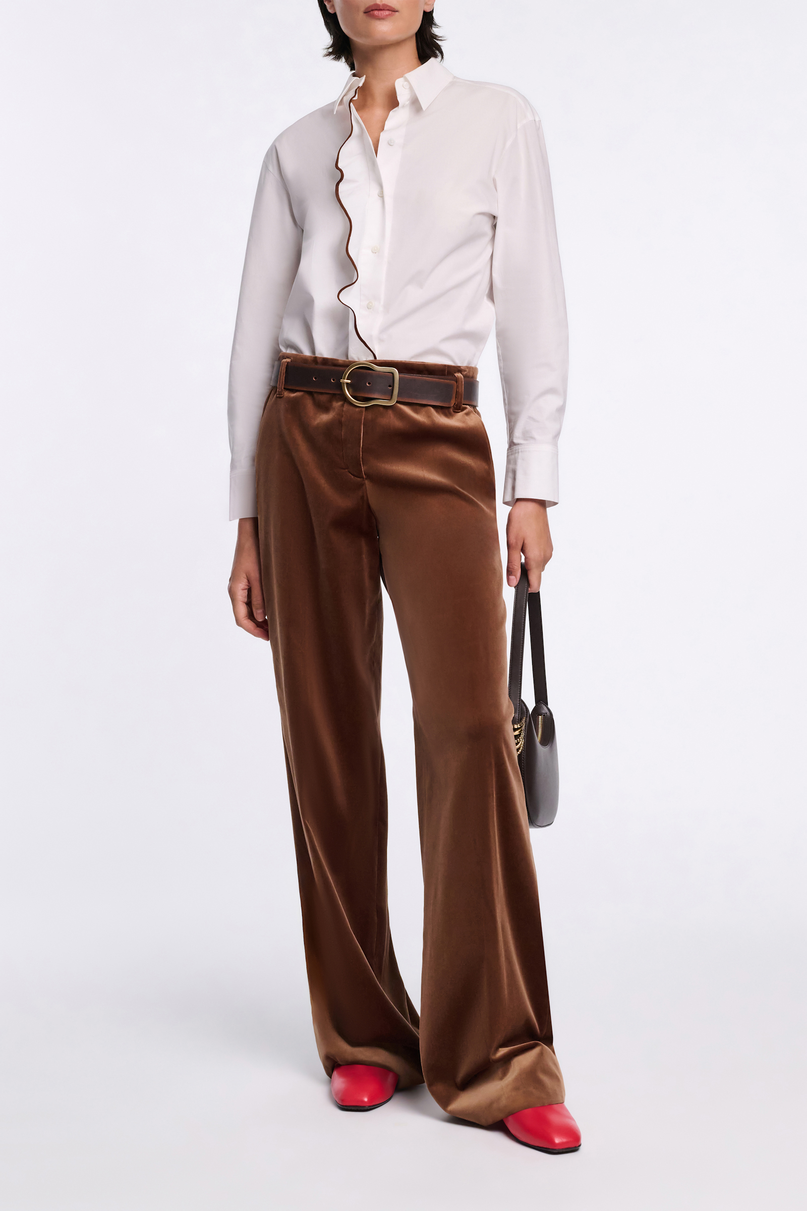 Dorothee Schumacher Cotton poplin shirt with ruffle white terra