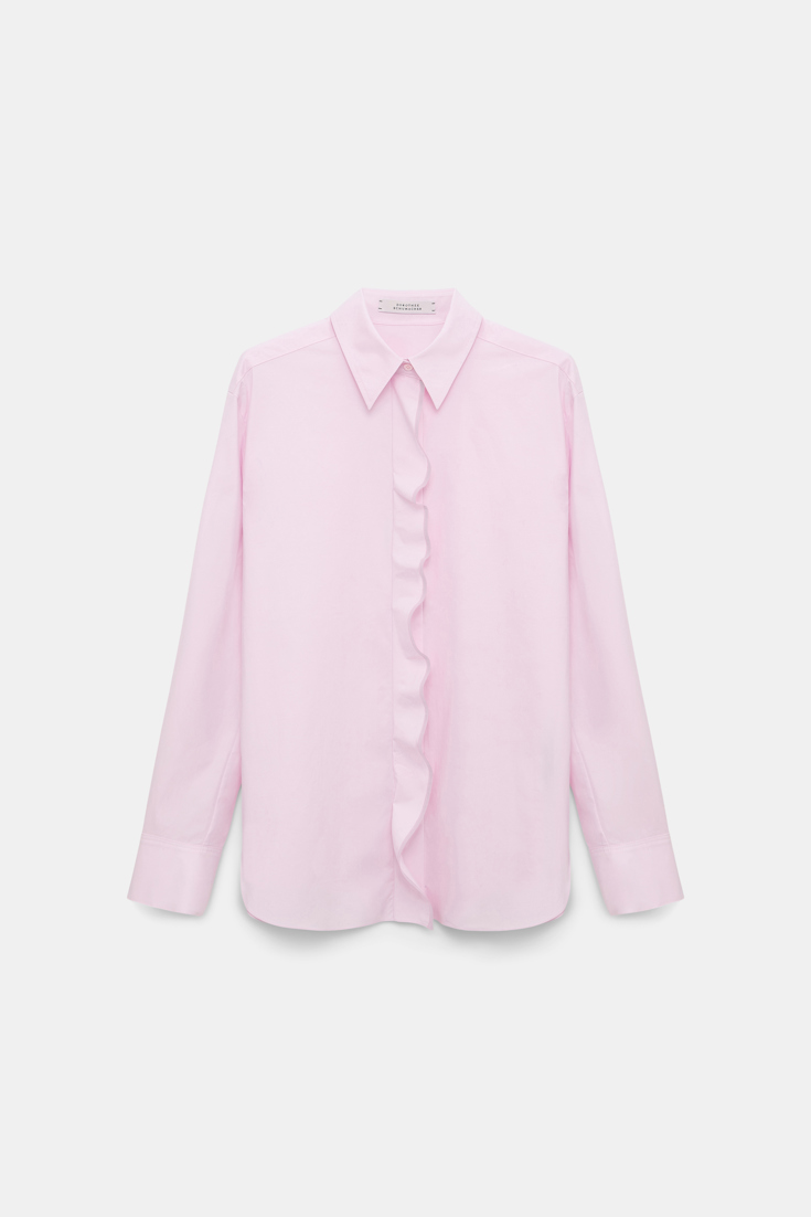 Dorothee Schumacher Cotton poplin shirt with ruffle rose