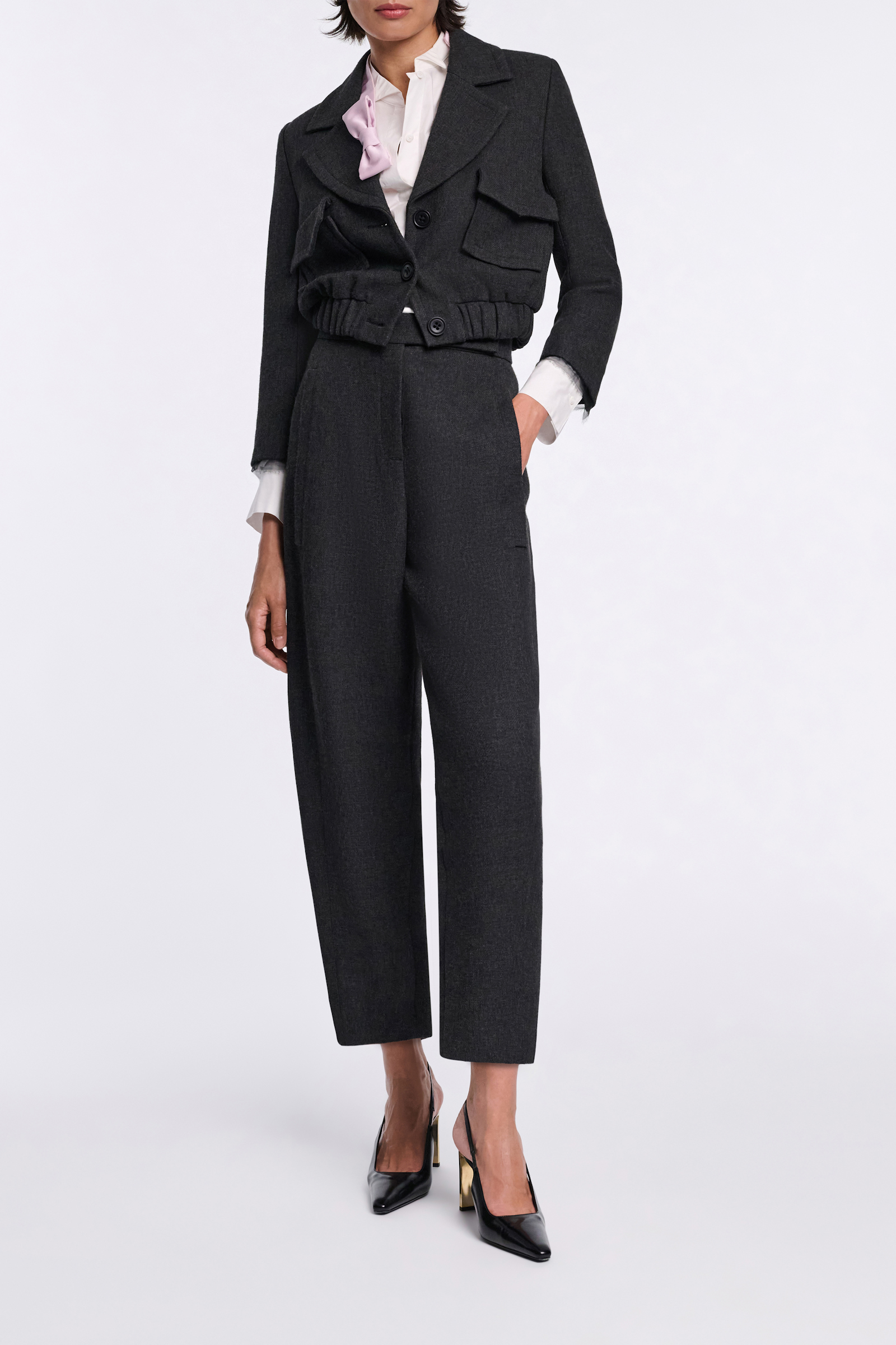 Dorothee Schumacher Cotton poplin shirt with bowtie detail white lilac