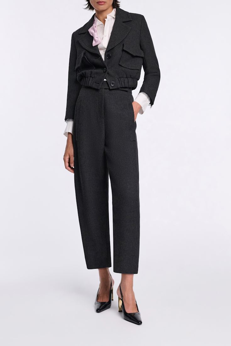 Dorothee Schumacher Cotton poplin shirt with bowtie detail white lilac