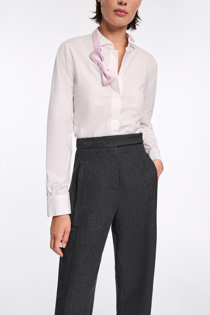 Dorothee Schumacher Cotton poplin shirt with bowtie detail white lilac