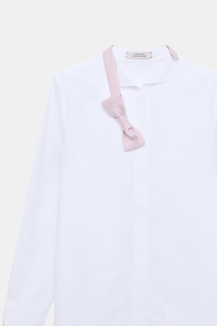 Dorothee Schumacher Cotton poplin shirt with bowtie detail white lilac