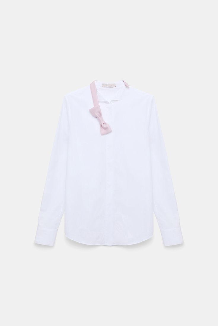 Dorothee Schumacher Cotton poplin shirt with bowtie detail white lilac