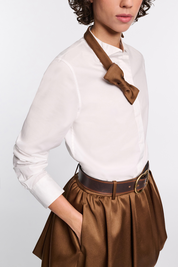 Dorothee Schumacher Cotton poplin shirt with bowtie detail white terra
