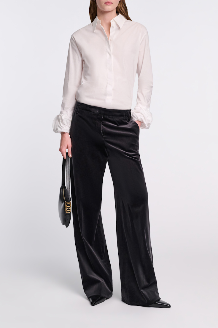 Dorothee Schumacher Cotton poplin blouse with twisted balloon cuffs pure white