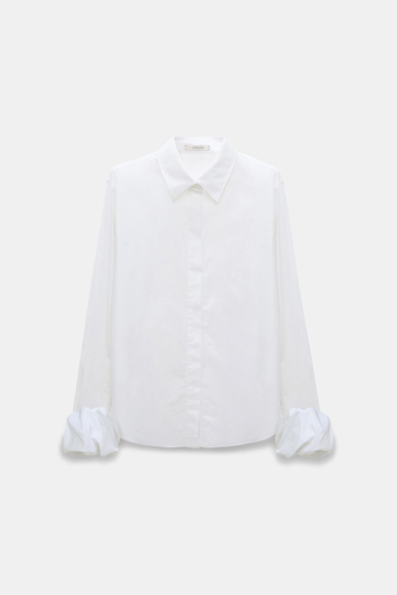 Dorothee Schumacher Bluse mit twisted Ballon-Cuffs aus Baumwoll-Popeline pure white