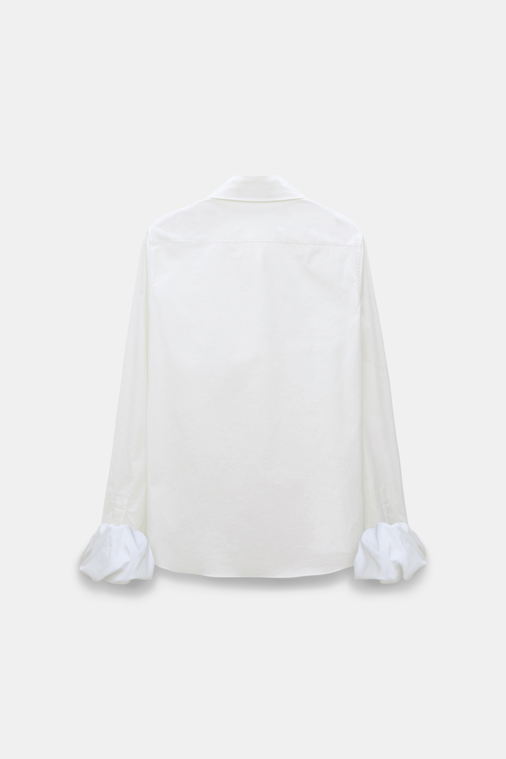 Dorothee Schumacher Cotton poplin blouse with twisted balloon cuffs pure white