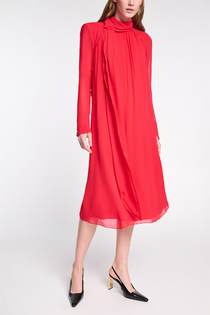 Dorothee Schumacher Turtleneck scarf dress in georgette lollipop