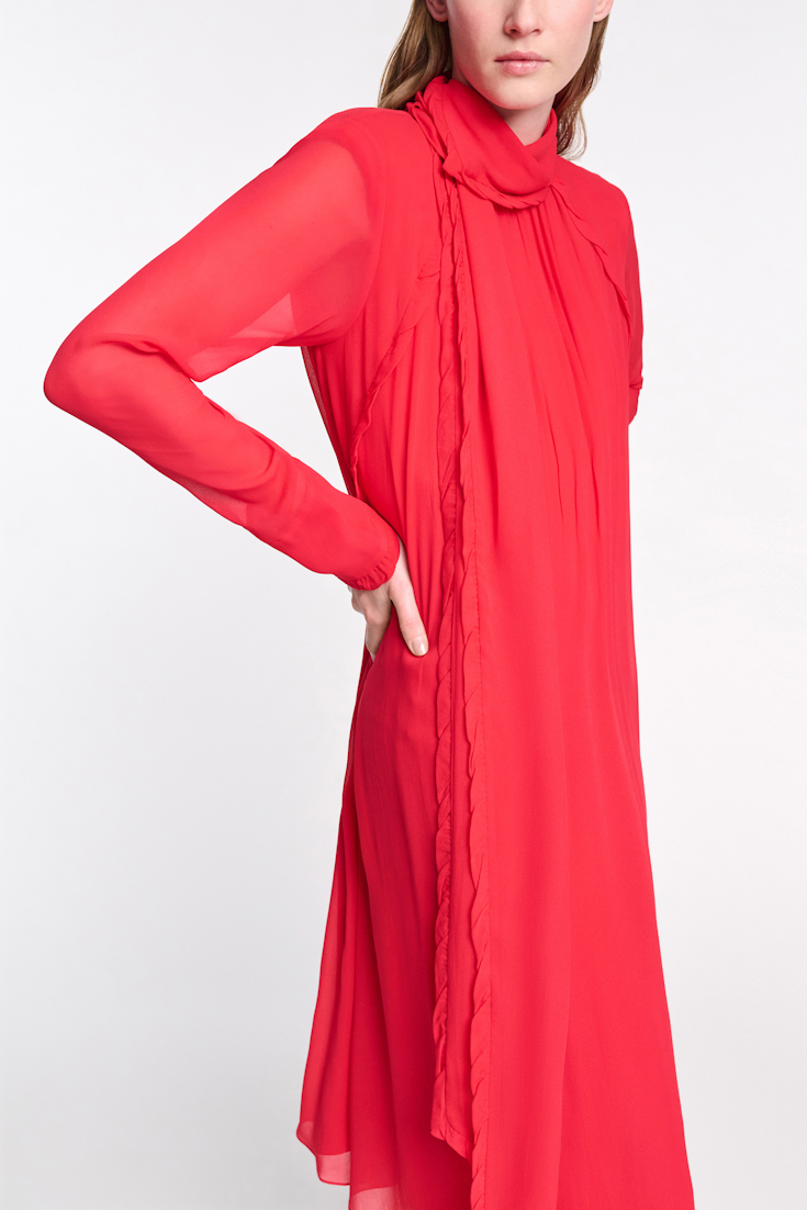 Dorothee Schumacher Turtleneck scarf dress in georgette lollipop