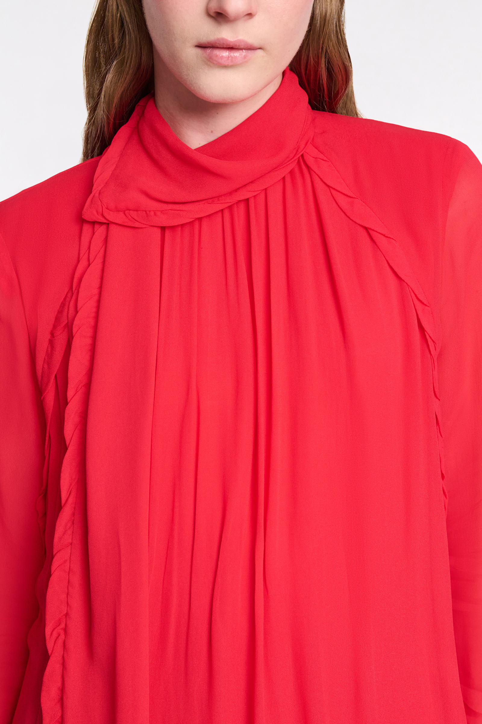 Dorothee Schumacher Turtleneck scarf dress in georgette lollipop