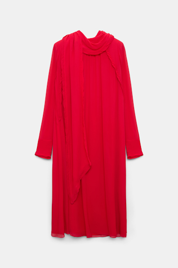 Dorothee Schumacher Kleid mit Rollkragen und langem Schal-Detail aus Georgette lollipop