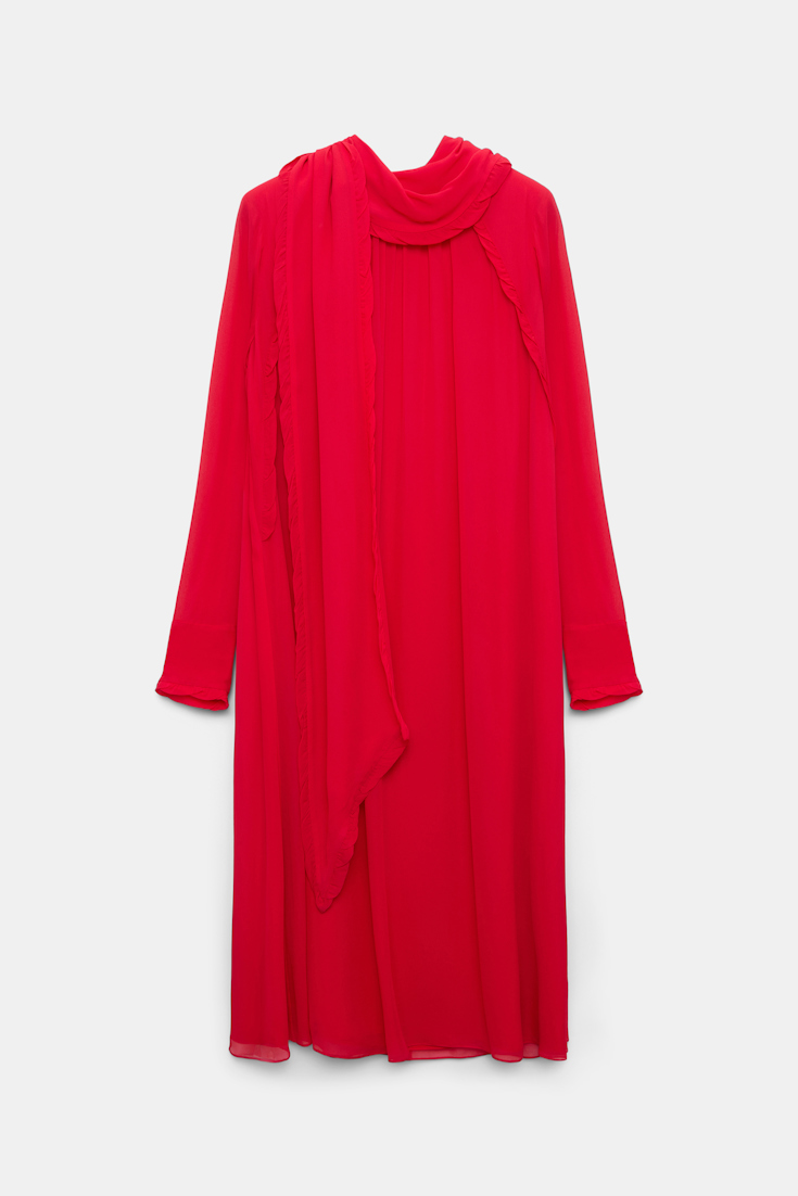 Dorothee Schumacher Turtleneck scarf dress in georgette lollipop