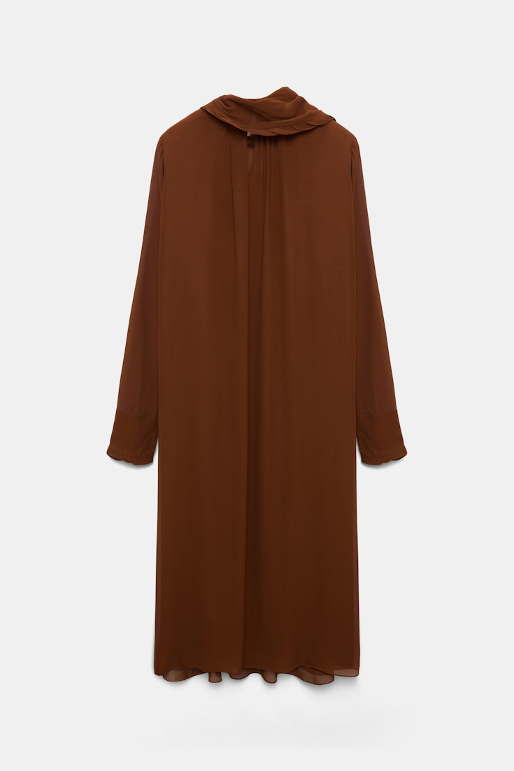 Dorothee Schumacher Turtleneck scarf dress in georgette caramello