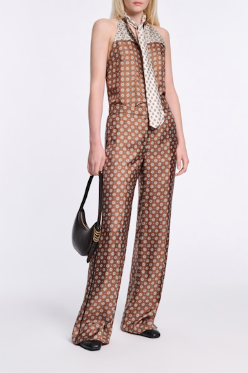 Dorothee Schumacher Hose aus bedrucktem Seidentwill brown big tie