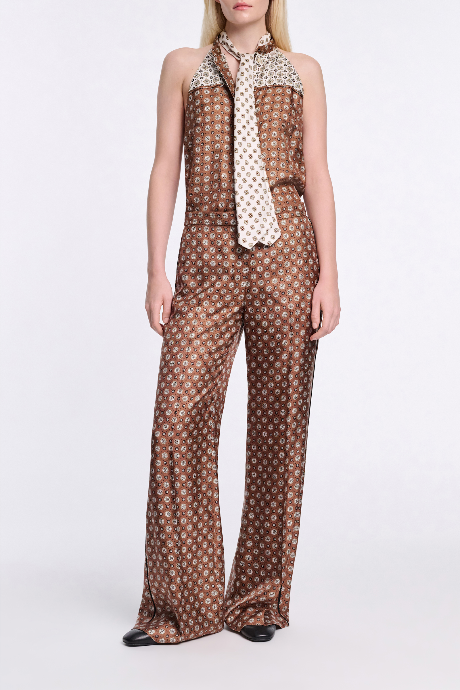 Dorothee Schumacher Hose aus bedrucktem Seidentwill brown big tie