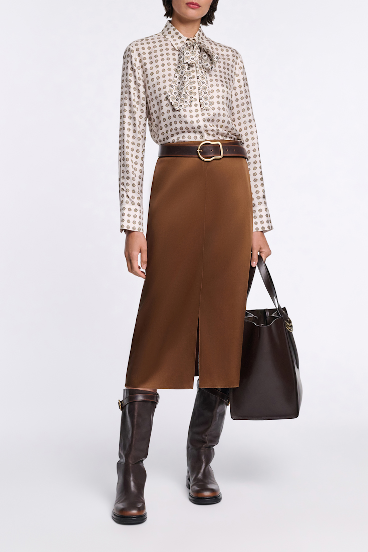 Dorothee Schumacher Printed silk twill blouse creme mini tie