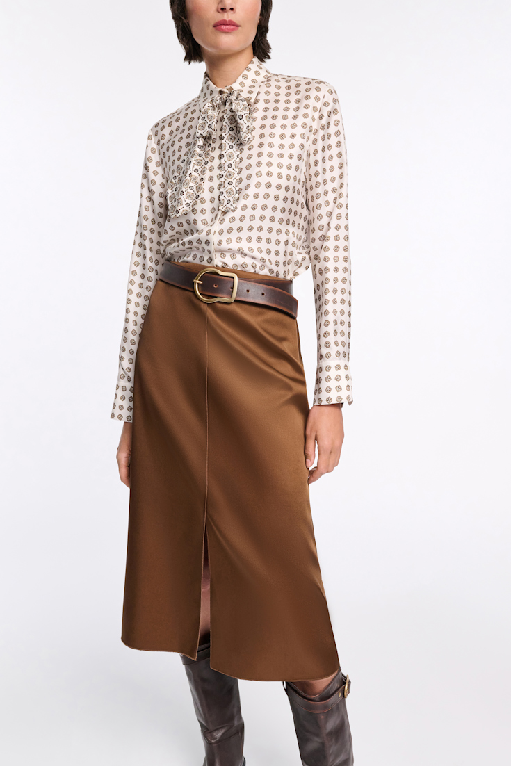 Dorothee Schumacher Printed silk twill blouse creme mini tie