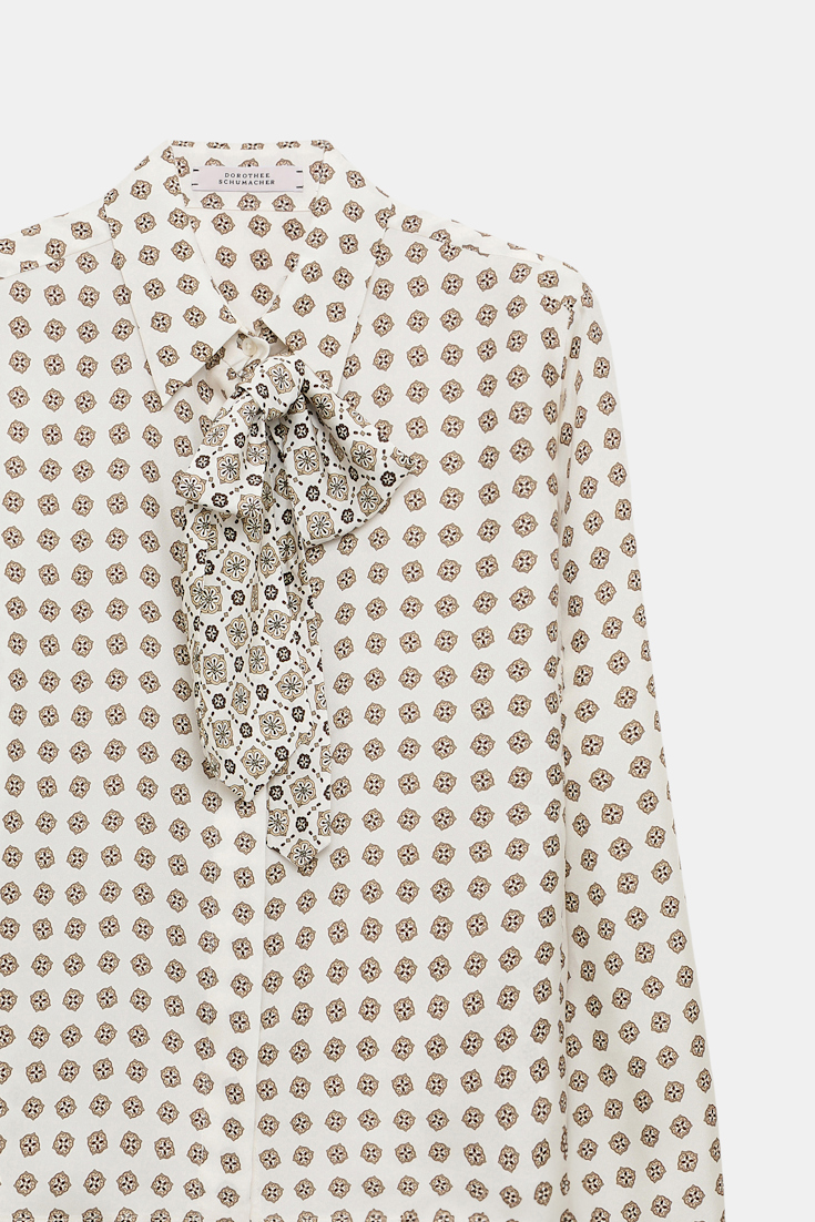 Dorothee Schumacher Printed silk twill blouse creme mini tie