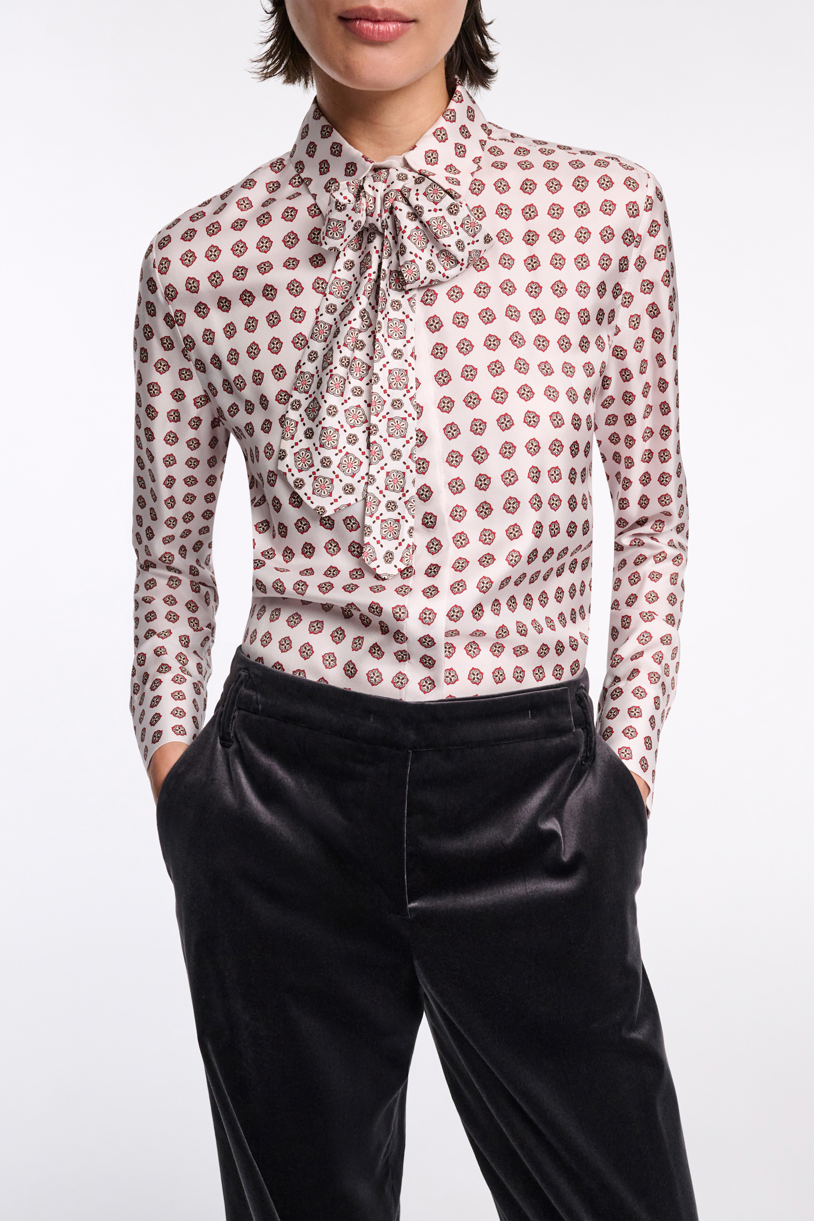 Dorothee Schumacher Printed silk twill blouse rose mini tie