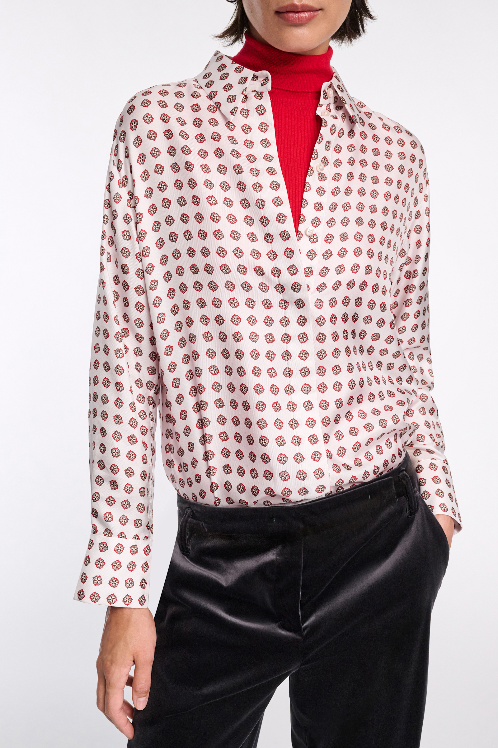 Dorothee Schumacher Printed silk twill shirt rose mini tie