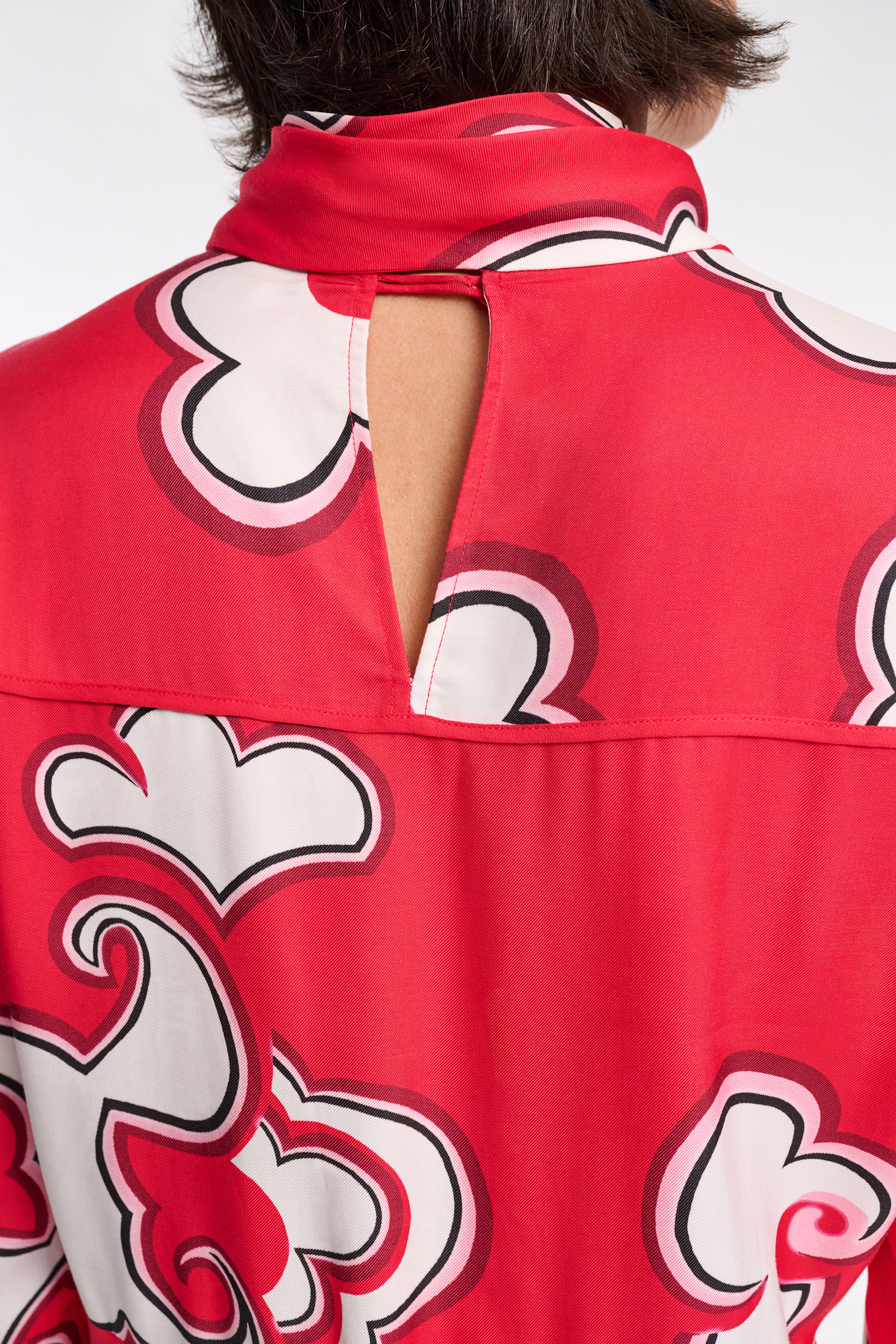 Dorothee Schumacher Long printed dress in viscose twill red white