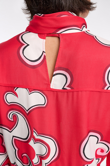 Dorothee Schumacher Long printed dress in viscose twill red white