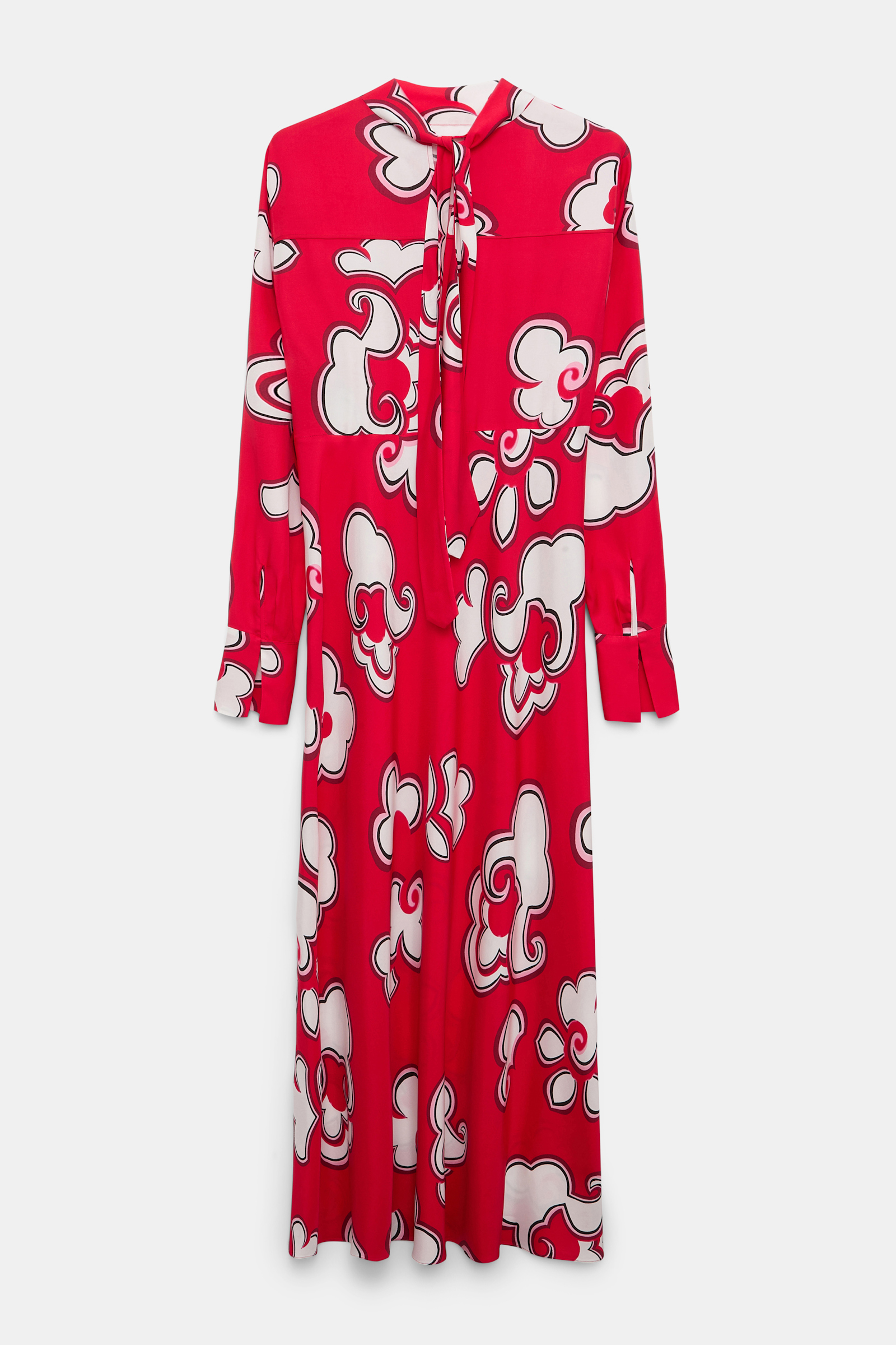 Dorothee Schumacher Long printed dress in viscose twill red white