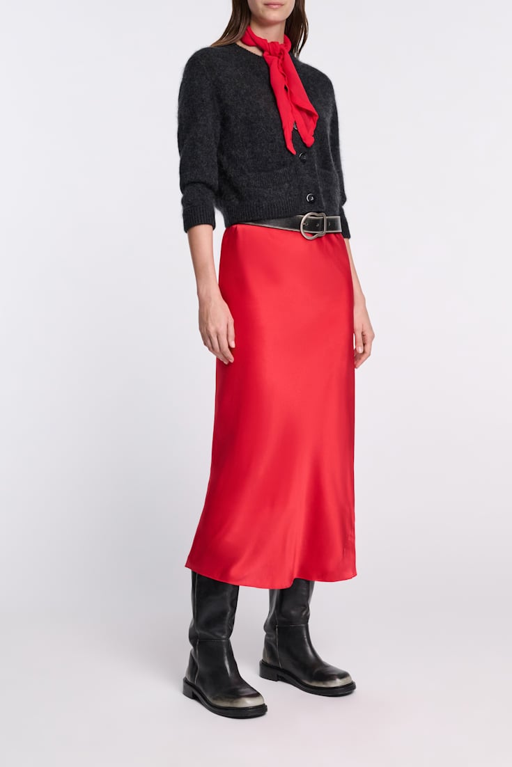 Dorothee Schumacher Bias cut silk satin midi-skirt lollipop