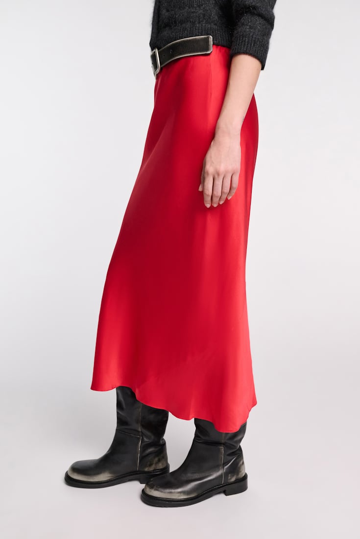 Dorothee Schumacher Bias cut silk satin midi-skirt lollipop