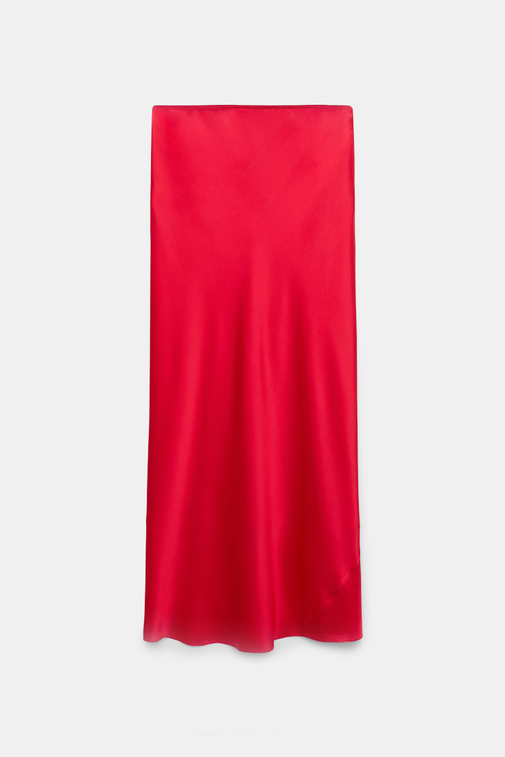 Dorothee Schumacher Bias cut silk satin midi-skirt lollipop