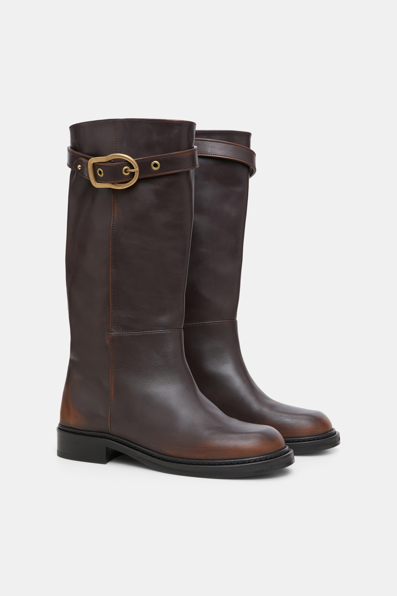 Dorothee Schumacher Tall boots with buckled top strap choco black