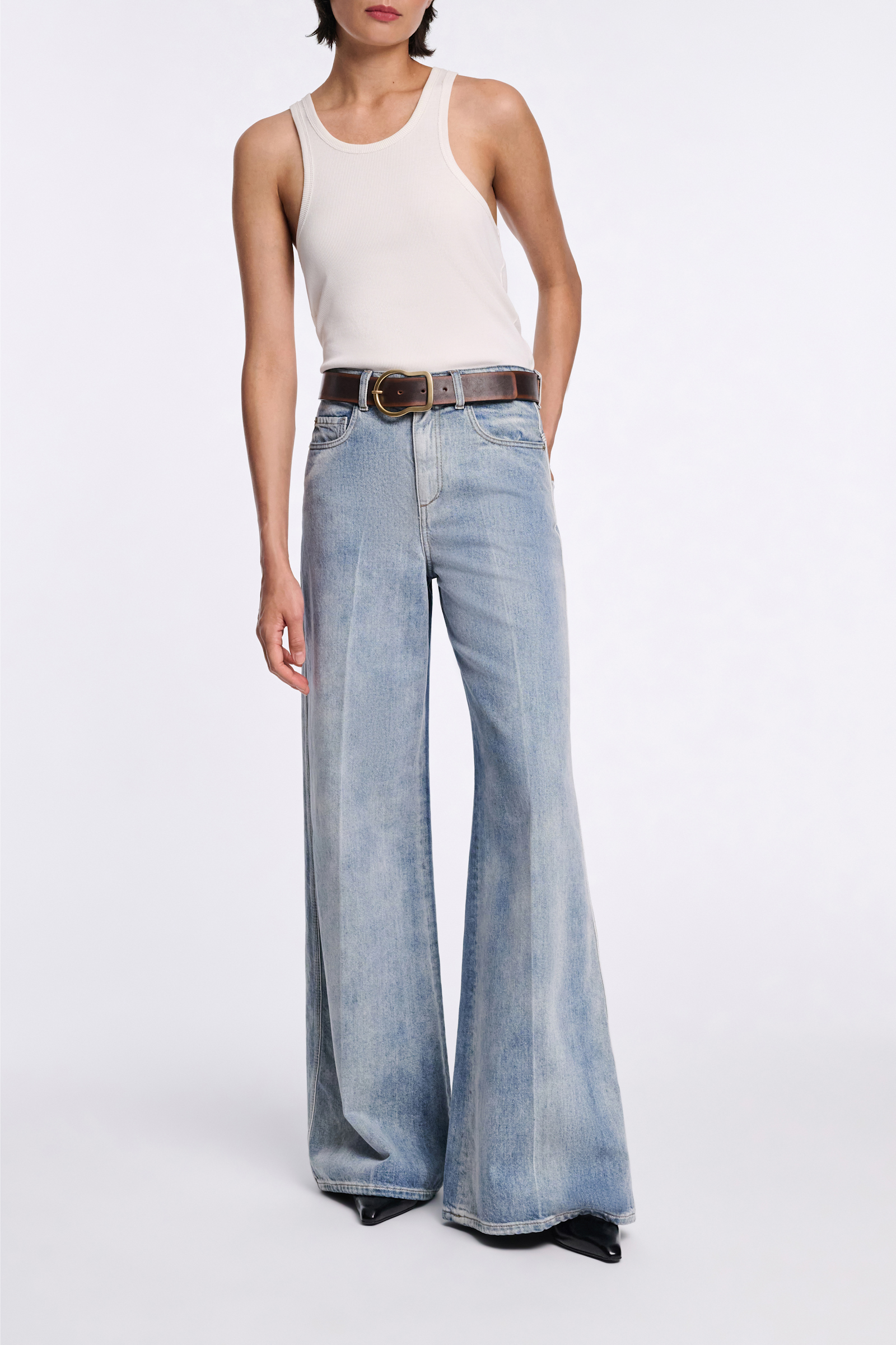 Dorothee Schumacher Brush-off effect leather belt choco black