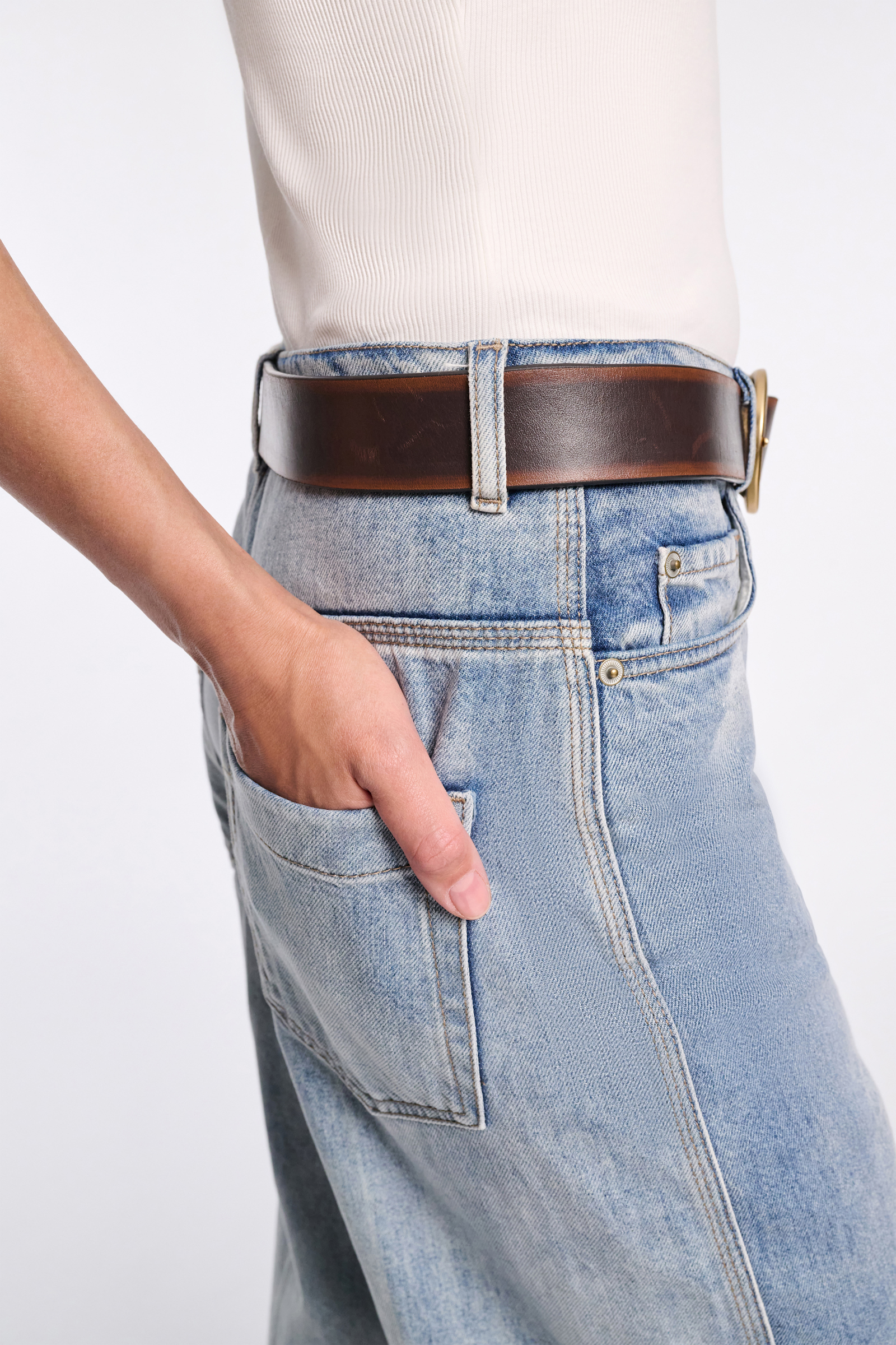 Dorothee Schumacher Brush-off effect leather belt choco black