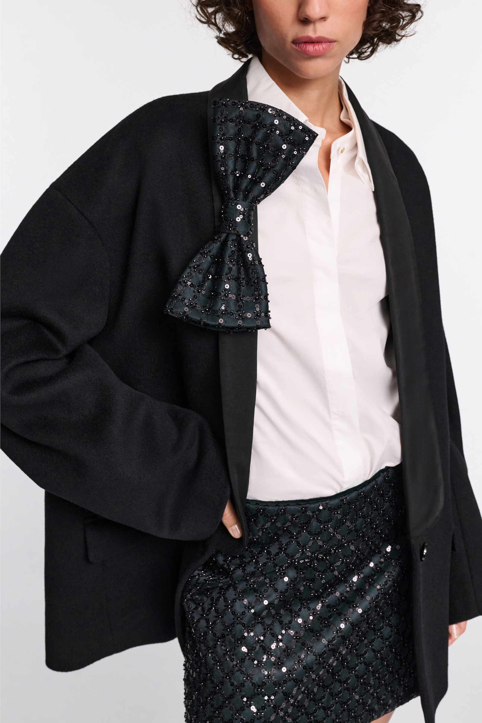 Dorothee Schumacher Embellished Duchesse bow brooch graphite