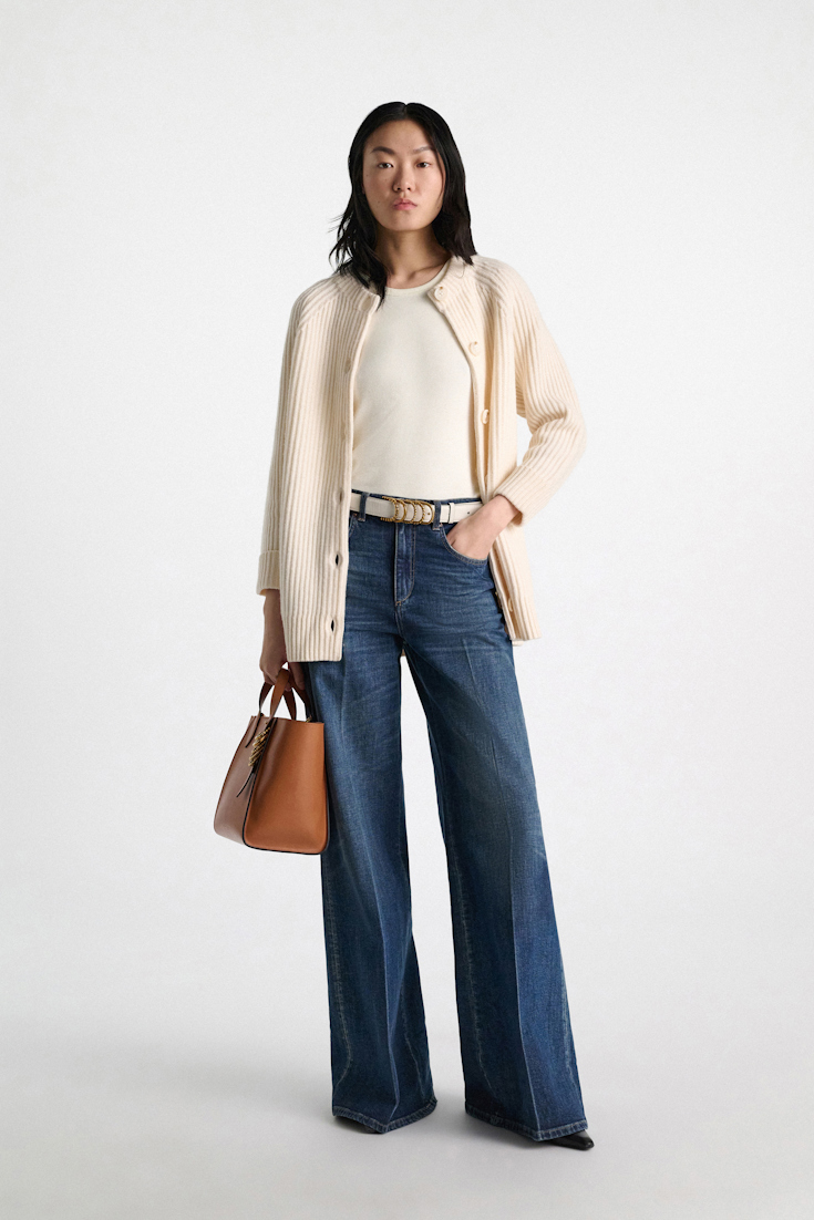 Dorothee Schumacher Ribbed Merino-cashmere cardigan camellia white