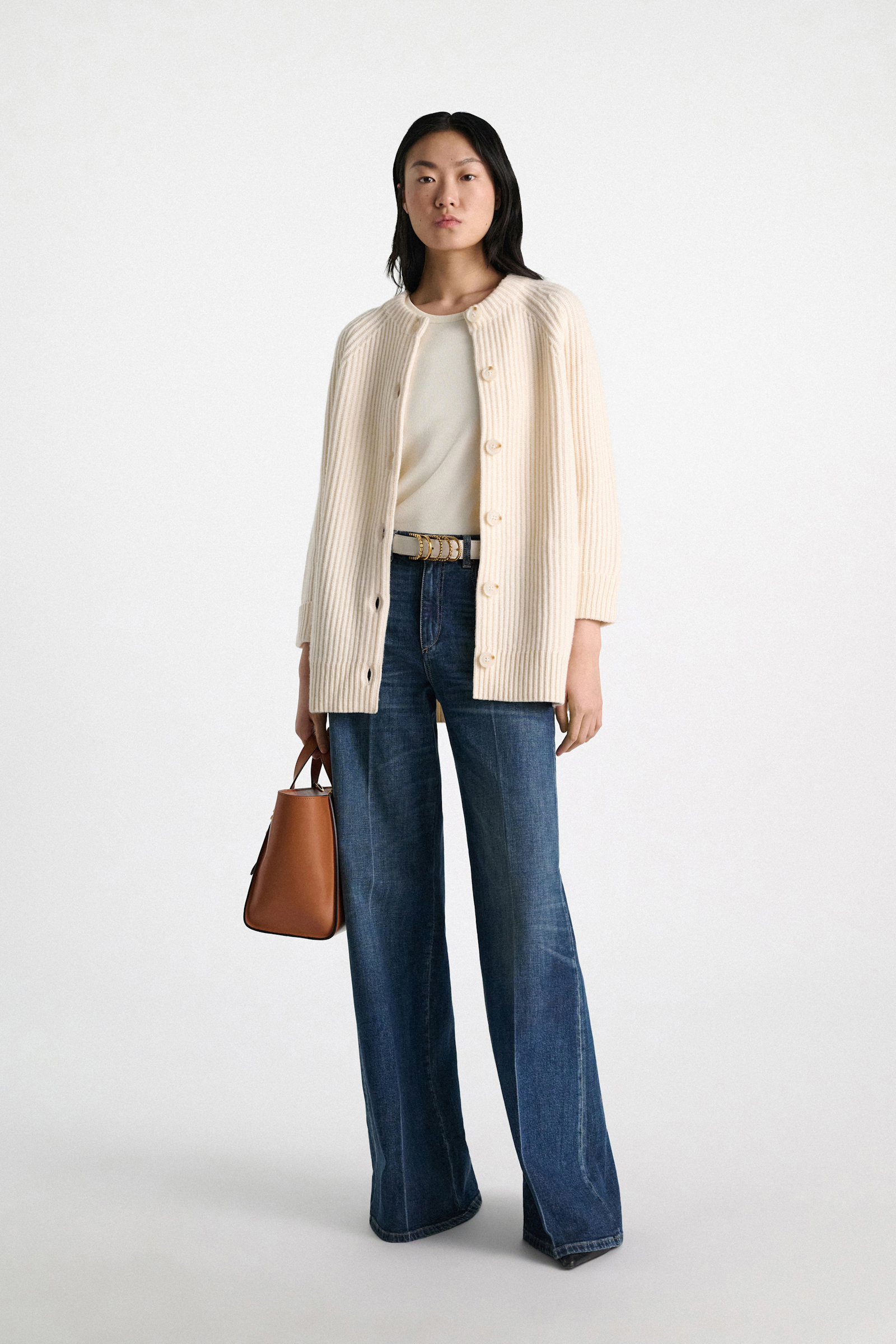 Dorothee Schumacher Ribbed Merino-cashmere cardigan camellia white