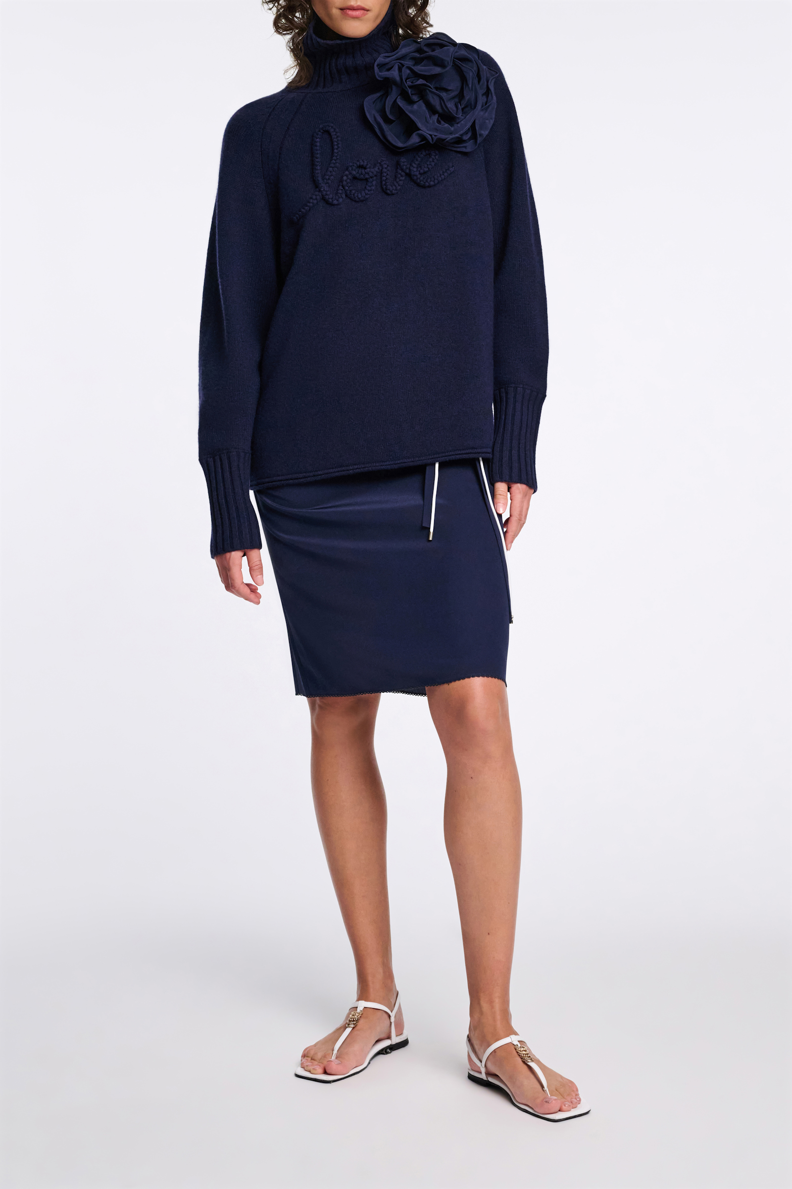 Dorothee Schumacher Turtleneck pullover in Merino-cashmere true navy