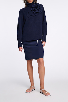 Dorothee Schumacher Turtleneck pullover in Merino-cashmere true navy