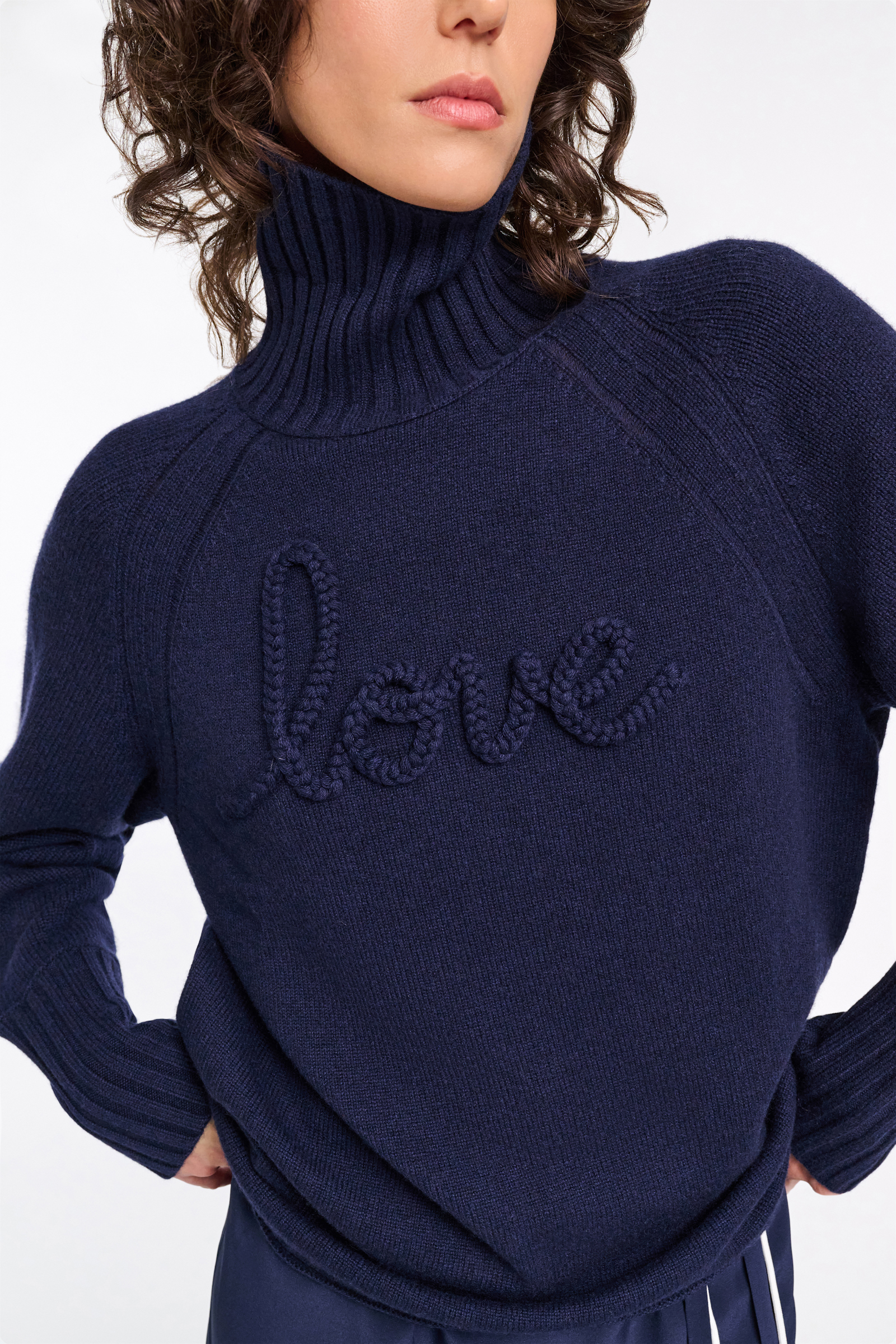 Dorothee Schumacher Turtleneck pullover in Merino-cashmere true navy