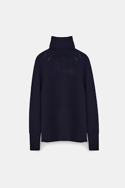 Dorothee Schumacher Turtleneck pullover in Merino-cashmere true navy