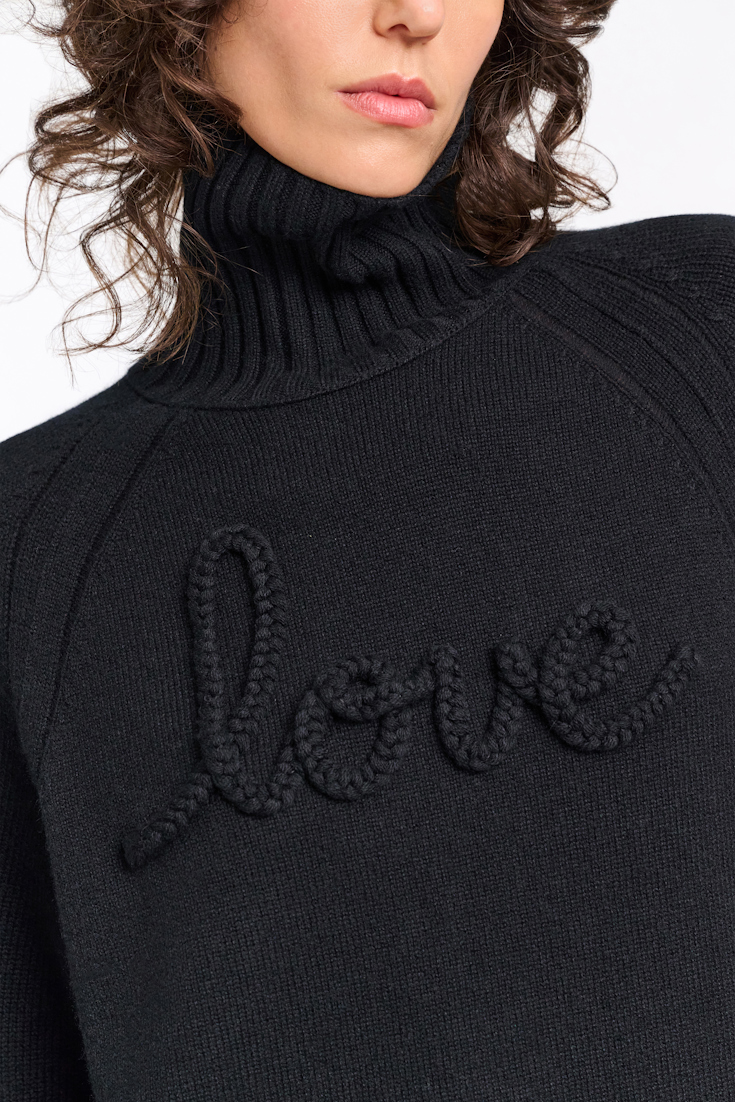 Dorothee Schumacher Turtleneck pullover in Merino-cashmere pure black